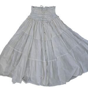 Vintage Frederick’s of Hollywood Victorian corset Prairie Skirt White Eyelet S